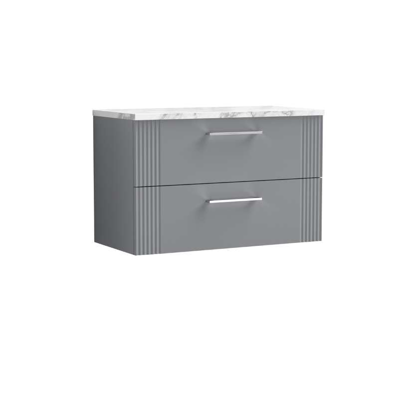 Nuie Deco Wall Hung 2-Drawer Vanity & Laminate Worktop (1 size, 5 colours) - Brand New Bathrooms