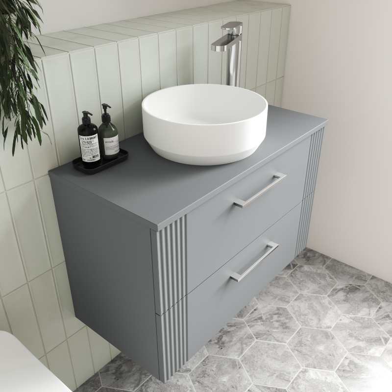 Nuie Deco Wall Hung Single Drawer Vanity & Worktop (1 size, 5 colours) - Brand New Bathrooms