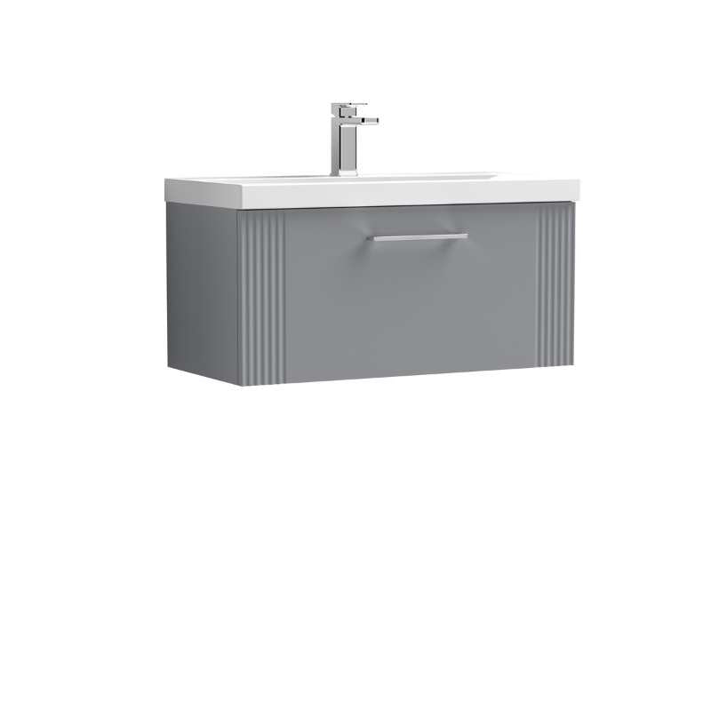 Nuie Deco Wall Hung Single Drawer Vanity & Mid-Edge Basin (1 size, 5 colours) - Brand New Bathrooms