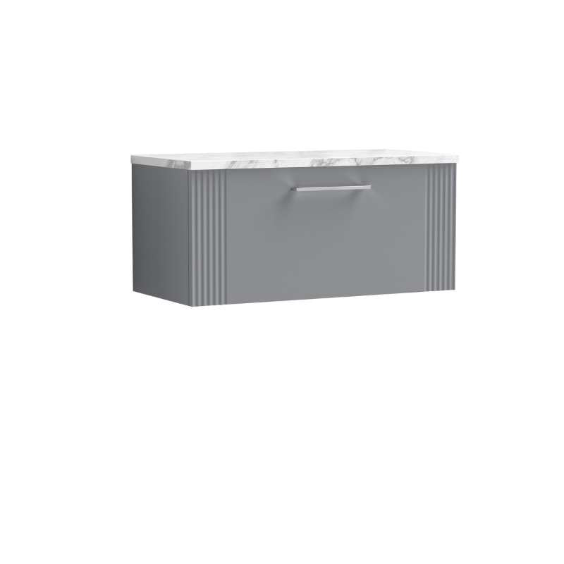 Nuie Deco Wall Hung Single Drawer Vanity & Laminate Worktop (1 size, 5 colours) - Brand New Bathrooms