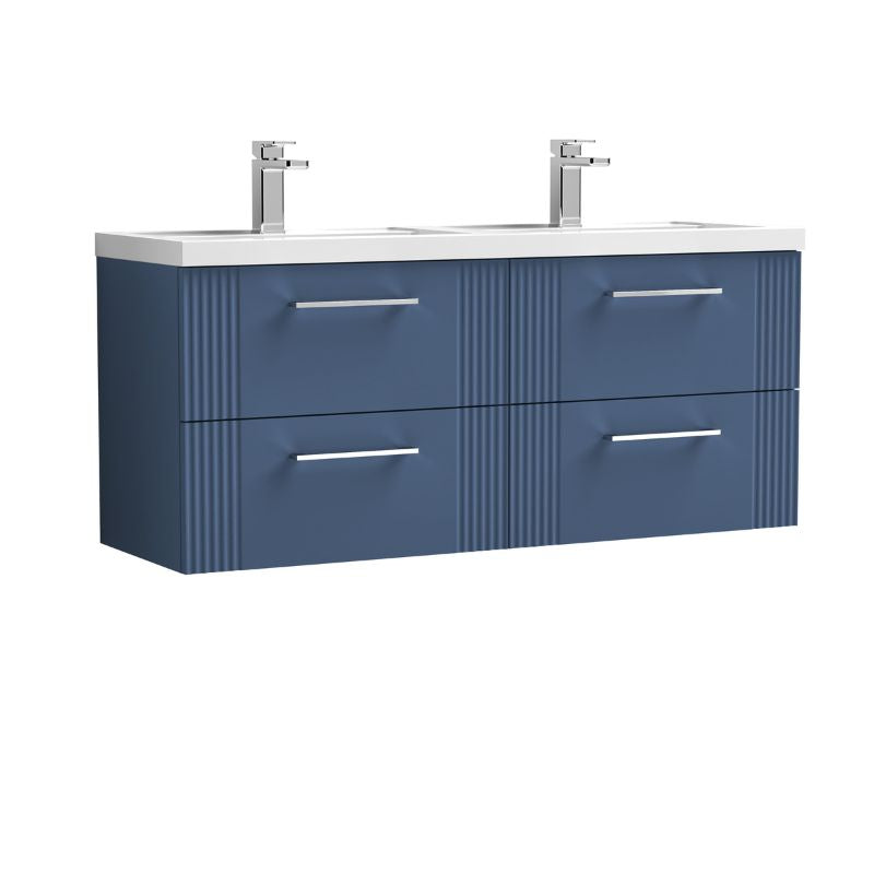 Nuie Deco Wall Hung 4-Drawer Vanity & Double Basin (1 size, 5 colours) - Brand New Bathrooms