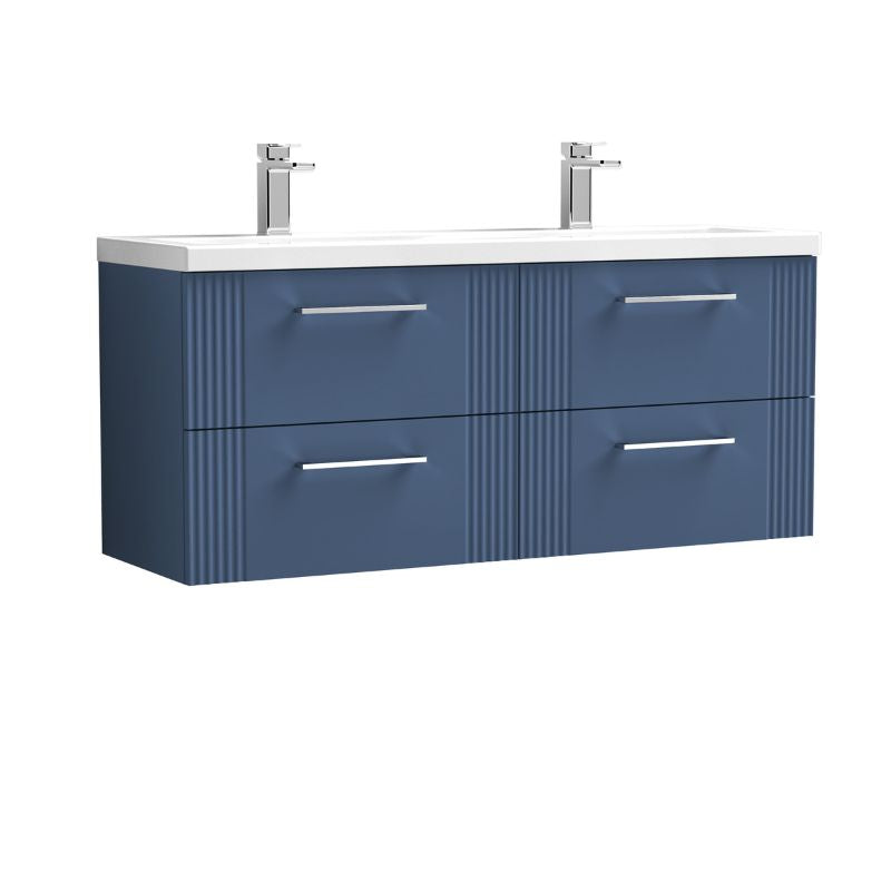 Nuie Deco Wall Hung 4-Drawer Vanity & Double Basin (1 size, 5 colours) - Brand New Bathrooms