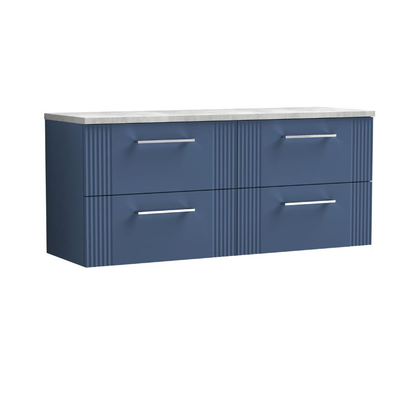 Nuie Deco Wall Hung 4-Drawer Vanity & Laminate Worktop (1 size, 5 colours) - Brand New Bathrooms