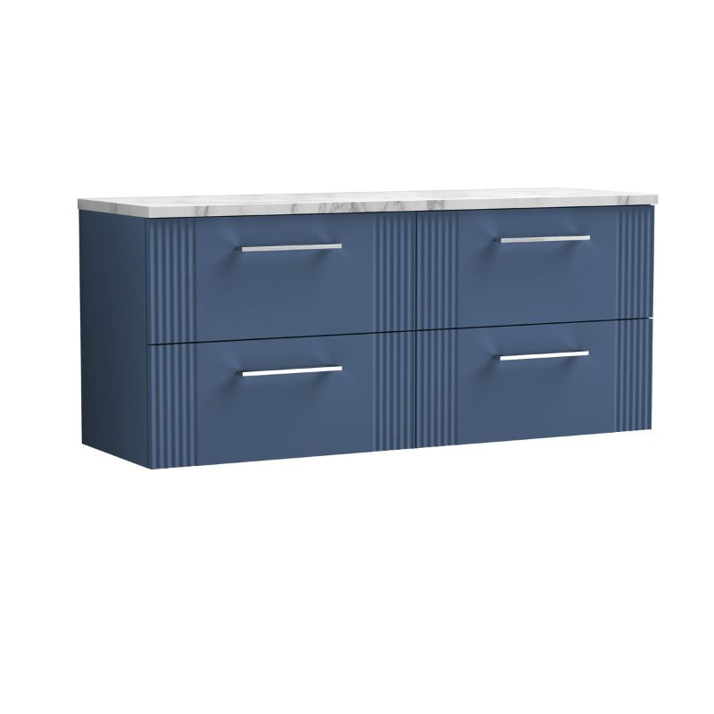 Nuie Deco Wall Hung 4-Drawer Vanity & Laminate Worktop (1 size, 5 colours) - Brand New Bathrooms