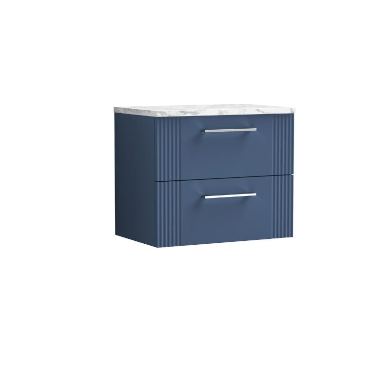 Nuie Deco Wall Hung 2-Drawer Vanity & Laminate Worktop (1 size, 5 colours) - Brand New Bathrooms