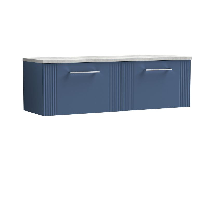 Nuie Deco Wall Hung 2-Drawer Vanity & Laminate Worktop (1 size, 5 colours) - Brand New Bathrooms