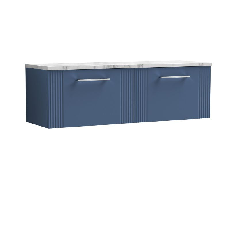 Nuie Deco Wall Hung 2-Drawer Vanity & Laminate Worktop (1 size, 5 colours) - Brand New Bathrooms