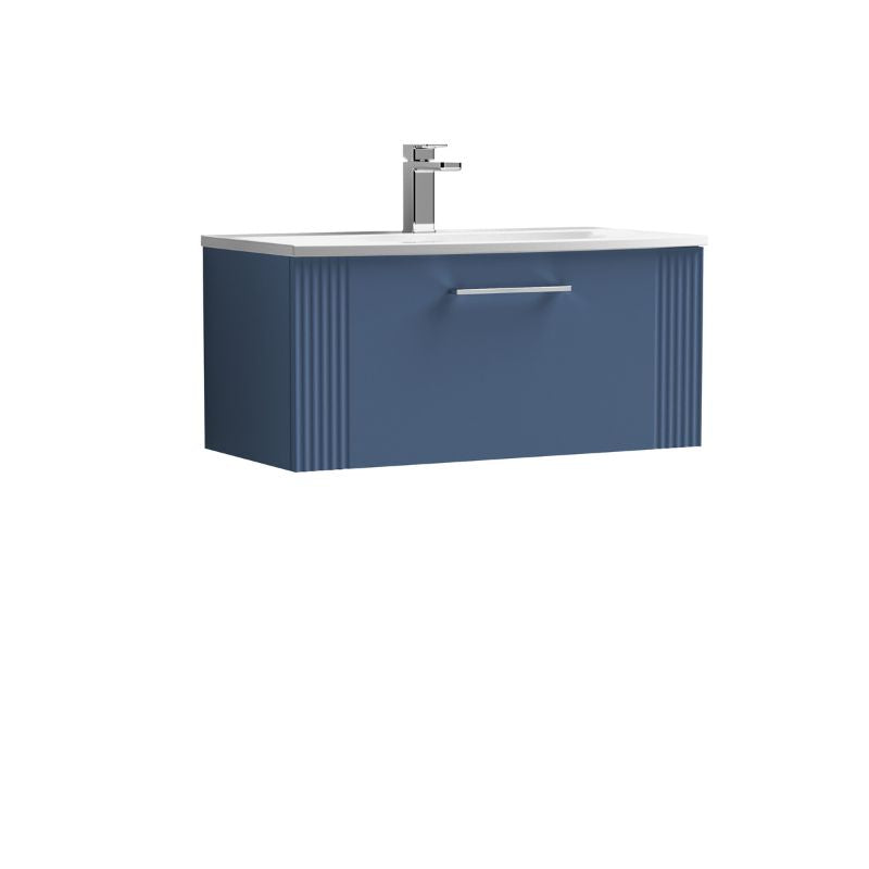 Nuie Deco Wall Hung Single Drawer Vanity & Curved Basin (1 size, 5 colours) - Brand New Bathrooms