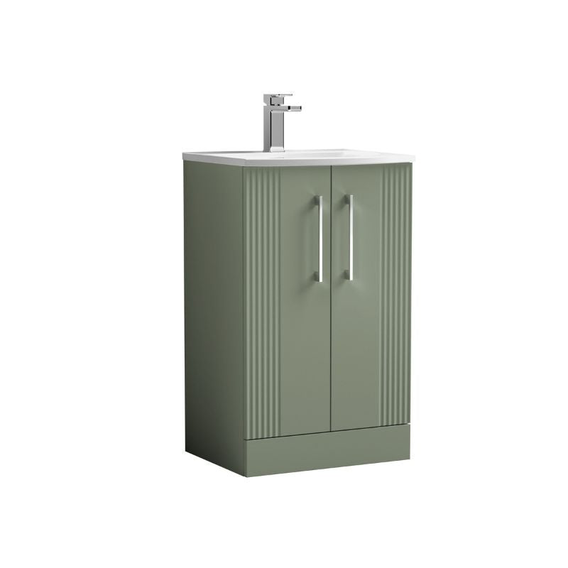 Nuie Deco Floor Standing 2-Door Vanity & Curved Basin (1 size, 5 colours) - Brand New Bathrooms