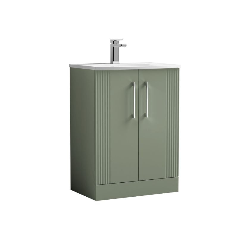 Nuie Deco Floor Standing 2-Door Vanity & Curved Basin (1 size, 5 colours) - Brand New Bathrooms
