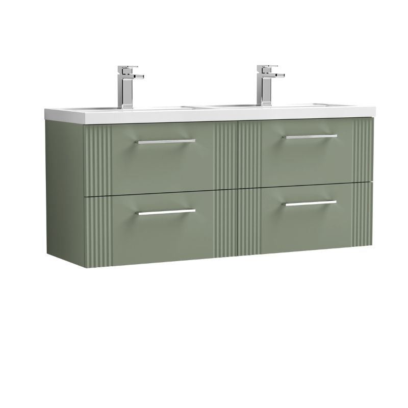 Nuie Deco Wall Hung 4-Drawer Vanity & Double Basin (1 size, 5 colours) - Brand New Bathrooms
