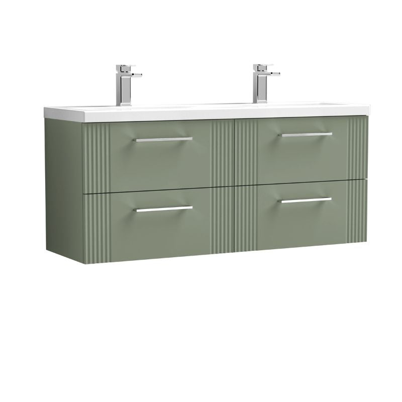 Nuie Deco Wall Hung 4-Drawer Vanity & Double Basin (1 size, 5 colours) - Brand New Bathrooms