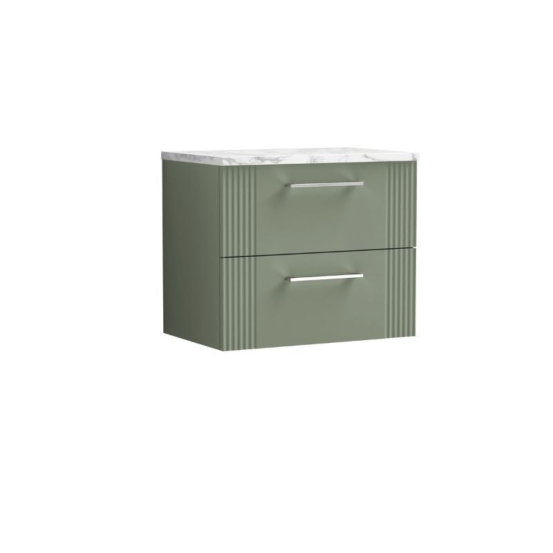 Nuie Deco Wall Hung 2-Drawer Vanity & Laminate Worktop (1 size, 5 colours) - Brand New Bathrooms