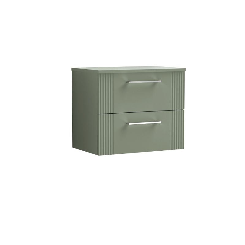 Nuie Deco Wall Hung 2-Drawer Vanity & Worktop (1 size, 5 colours) - Brand New Bathrooms