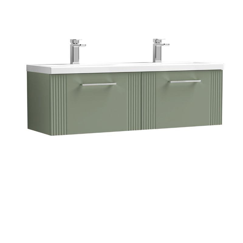 Nuie Deco Wall Hung 2-Drawer Vanity & Double Basin (1 size, 5 colours) - Brand New Bathrooms