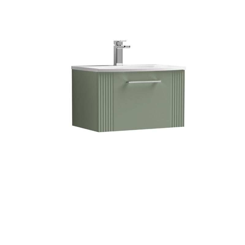 Nuie Deco Wall Hung Single Drawer Vanity & Curved Basin (1 size, 5 colours) - Brand New Bathrooms