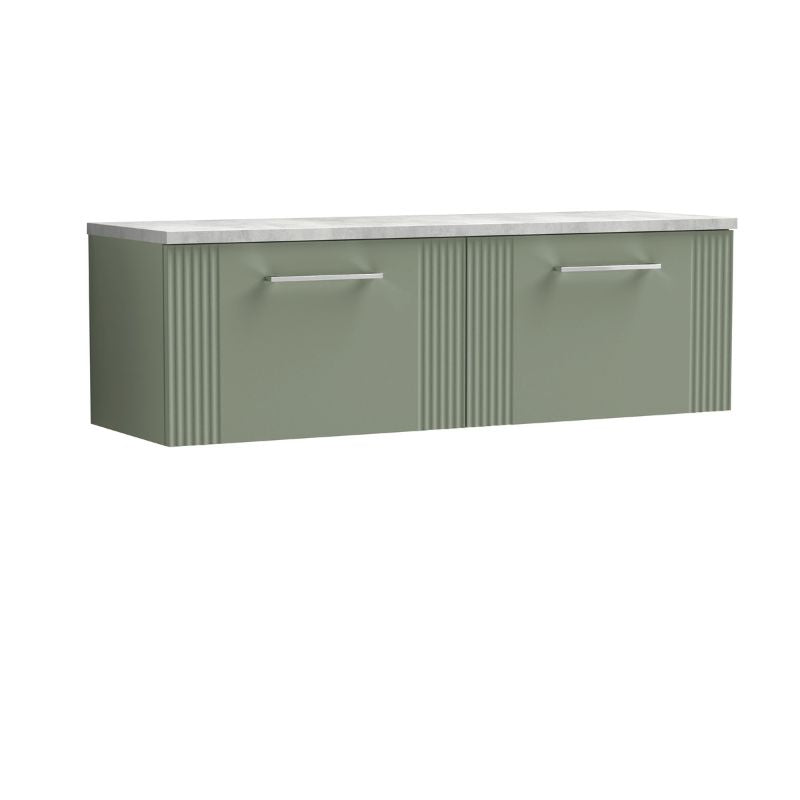 Nuie Deco Wall Hung 2-Drawer Vanity & Laminate Worktop (1 size, 5 colours) - Brand New Bathrooms