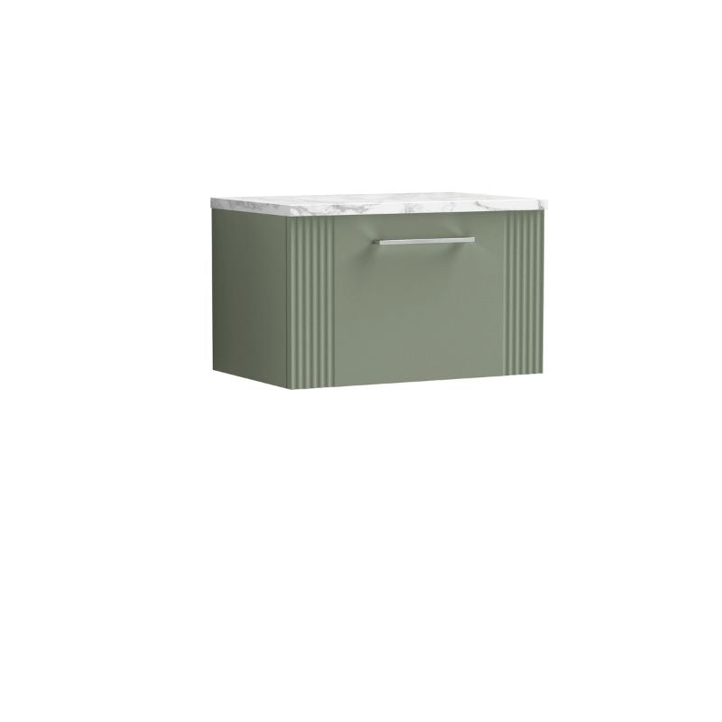 Nuie Deco Wall Hung Single Drawer Vanity & Laminate Worktop (1 size, 5 colours) - Brand New Bathrooms