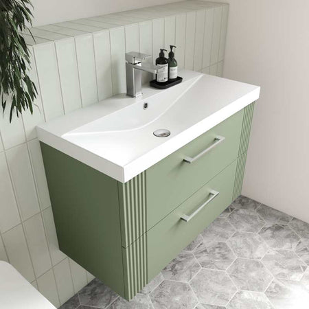 Nuie Deco Wall Hung 2-Drawer Vanity & Thin-Edge Basin (1 size, 5 colours) - Brand New Bathrooms