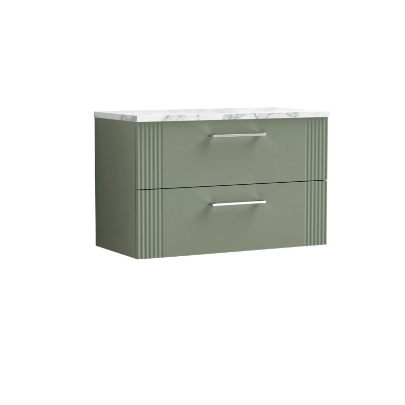 Nuie Deco Wall Hung 2-Drawer Vanity & Laminate Worktop (1 size, 5 colours) - Brand New Bathrooms