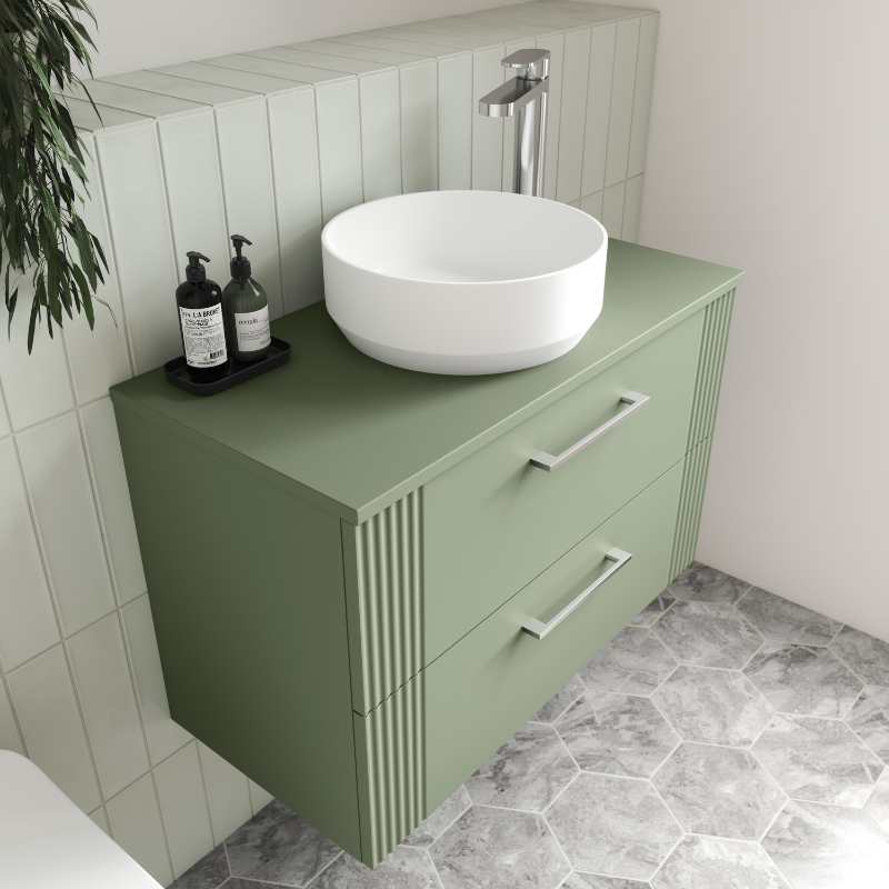 Nuie Deco Wall Hung 2-Drawer Vanity & Worktop (1 size, 5 colours) - Brand New Bathrooms