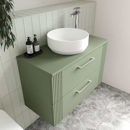 Nuie Deco Wall Hung 2-Drawer Vanity & Worktop (1 size, 5 colours) - Brand New Bathrooms
