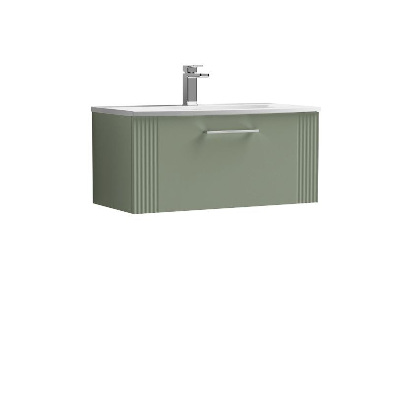 Nuie Deco Wall Hung Single Drawer Vanity & Curved Basin (1 size, 5 colours) - Brand New Bathrooms