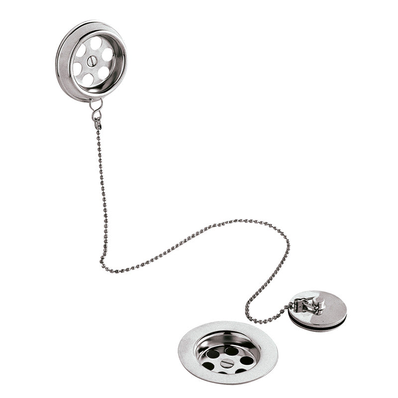 Nuie Retainer Bath Waste Brass & Ball Chain (Chrome) - Brandnew Bathroom