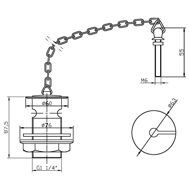 Nuie Basin Waste w/ Brass Plug & Link Chain (Chrome) - Brandnew Bathroom