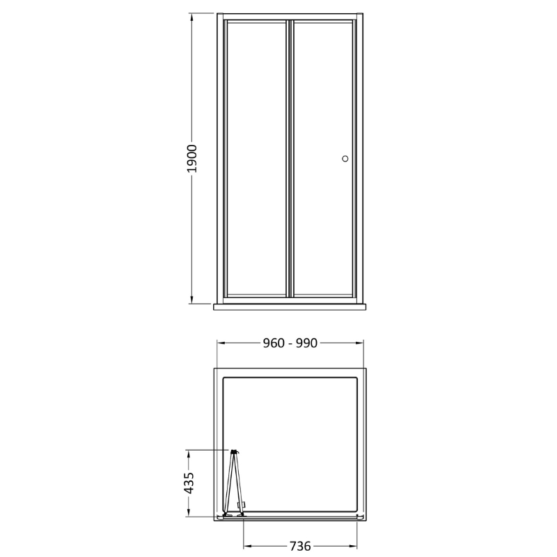 Nuie Rene Bi-Fold Shower Door (7 sizes, 3 colours) - Brand New Bathrooms