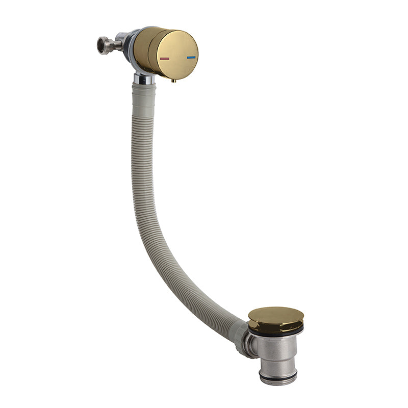 Nuie Series 2 Round Freeflow Bath Filler & Waste (Brushed Brass) - Brandnew Bathroom