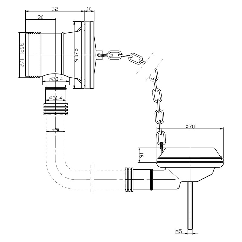 Nuie Extended Retainer Bath Waste & Overflow (Chrome) - Brandnew Bathroom
