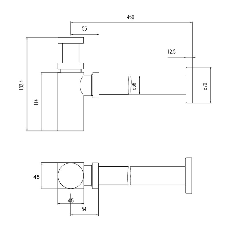 Nuie Square Bottle Trap & Extention Tube (3 colours) - Brandnew Bathroom