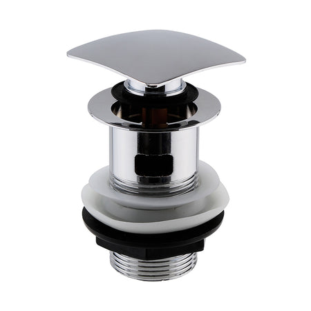 Nuie Square Push Button Basin Waste Slotted (Chrome) - Brandnew Bathroom
