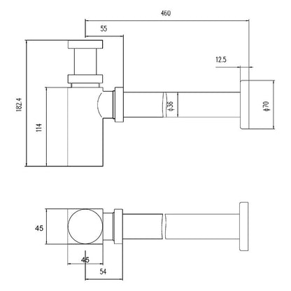 Nuie Square Bottle Trap & Extention Tube (3 colours) - Brandnew Bathroom