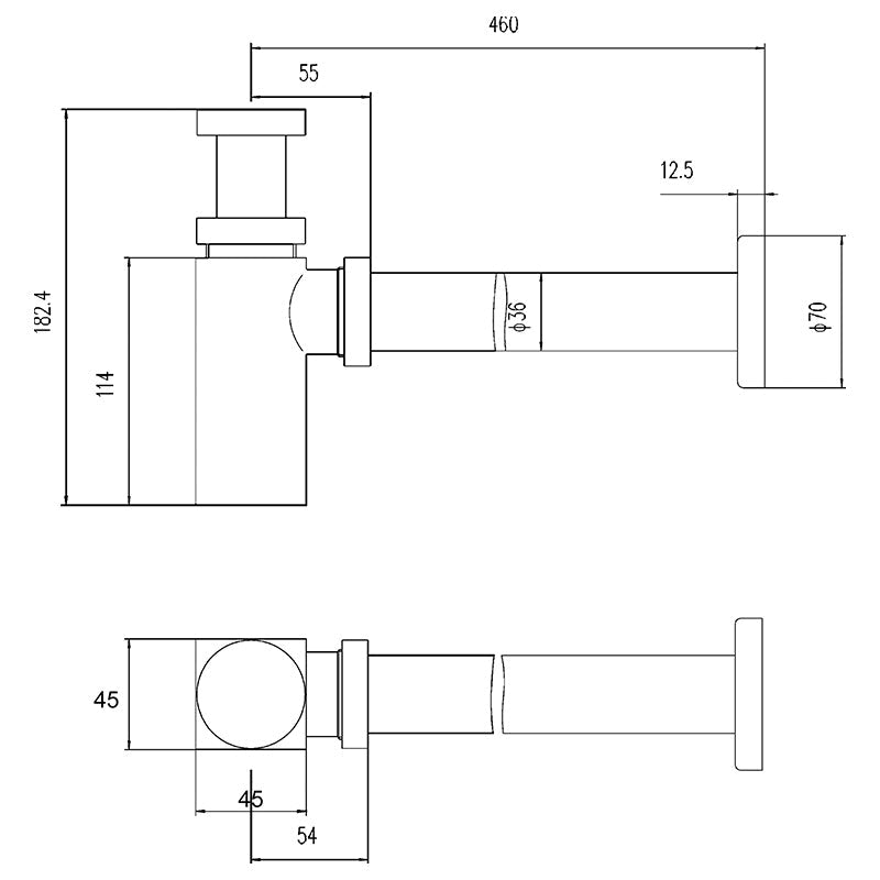 Nuie Square Bottle Trap & Extention Tube (3 colours) - Brandnew Bathroom