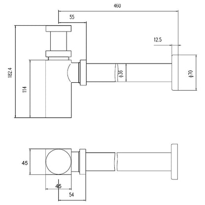 Nuie Square Bottle Trap & Extention Tube (3 colours) - Brandnew Bathroom