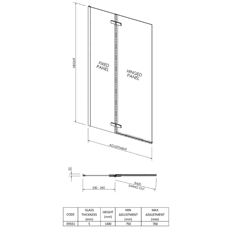 Nuie Square Bath Screens (2 sizes, Chrome) - Brandnew Bathroom