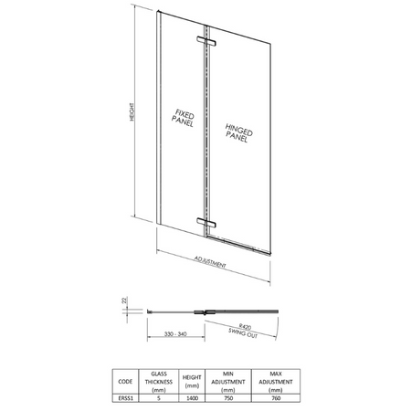 Nuie Square Bath Screens (2 sizes, Chrome) - Brandnew Bathroom