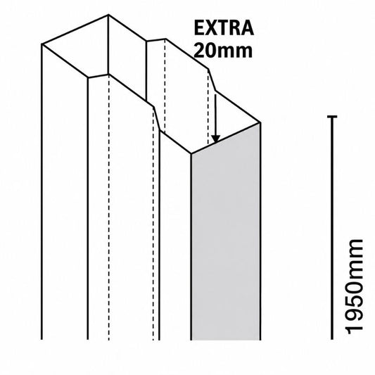 Merlyn 8 Series | 20mm Extension Profile (1 size, Chrome)