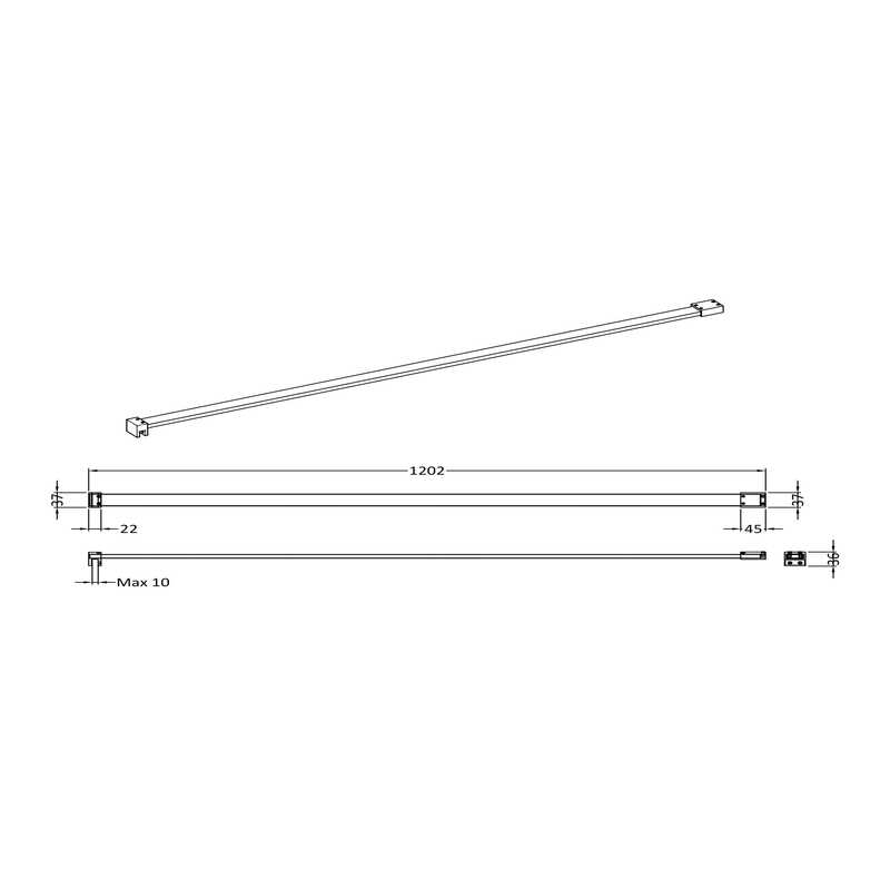 Hudson Reed Wetroom Screen Flat Support Bar (3 colours) - Brand New Bathrooms