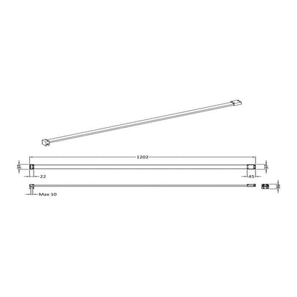 Hudson Reed Wetroom Screen Flat Support Bar (3 colours) - Brand New Bathrooms