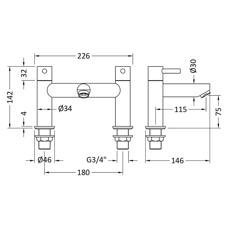 Nuie Series Two Bath Filler (Chrome) - Brandnew Bathroom