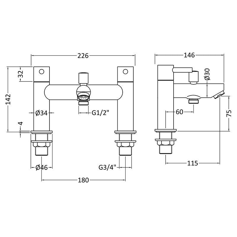 Nuie Series Two Bath Shower Mixer (Chrome) - Brandnew Bathroom