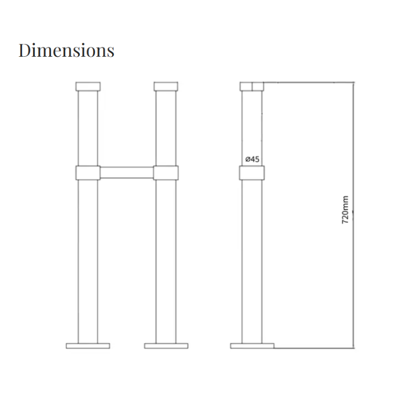 Hurlingham Milton Adjustable Solid Brass Floor Stand Pipes (1 size, 3 colours) - Brand New Bathrooms