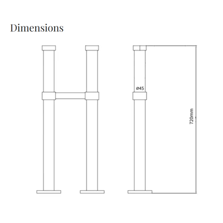 Hurlingham Milton Adjustable Solid Brass Floor Stand Pipes (1 size, 3 colours) - Brand New Bathrooms