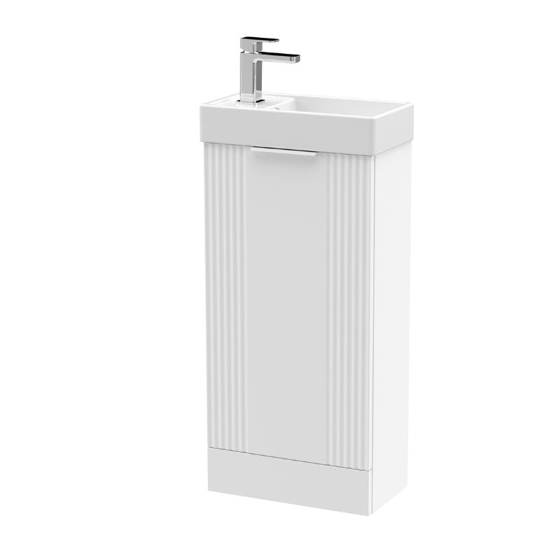 Nuie Deco Compact Floor Standing 1 Door Vanity Basin Unit & Ceramic Basin (1 size, 5 colours) - Brand New Bathrooms