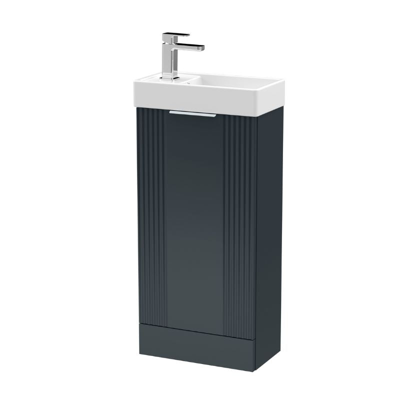 Nuie Deco Compact Floor Standing 1 Door Vanity Basin Unit & Ceramic Basin (1 size, 5 colours) - Brand New Bathrooms