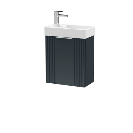 Nuie Deco Compact Wall Hung 1 Door Vanity Basin Unit & Ceramic Basin (1 size, 5 colours) - Brand New Bathrooms