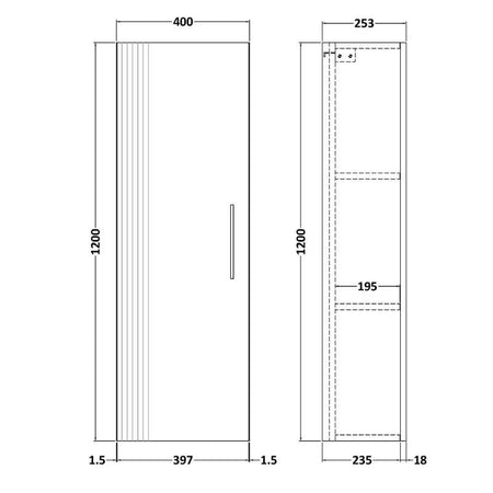 Nuie Deco Wall Hung Tall Unit (1 size, 5 colours) - Brand New Bathrooms